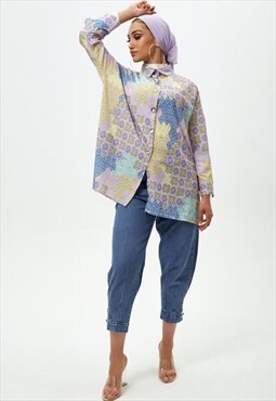 Lilac Abstract Oversize Shirt