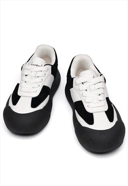 Chunky sole sneakers platform trainers retro PU canvas shoes