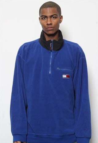 VINTAGE TOMMY HILFIGER 1/4 ZIP FLEECE BLUE