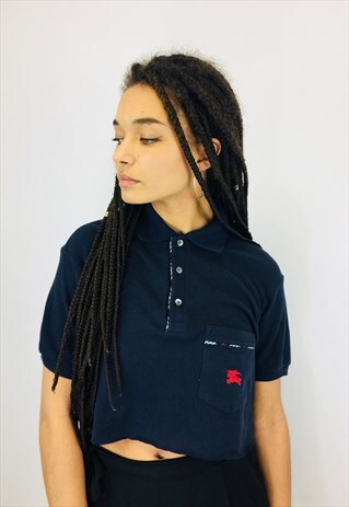 VINTAGE BURBERRY CROPPED EMBROIDERED POLO