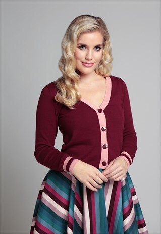 COLLECTIF VICKI CONTRAST CARDIGAN