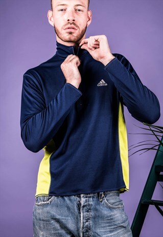 VINTAGE ADIDAS LONG-SLEEVED T-SHIRT IN NAVY BLUE
