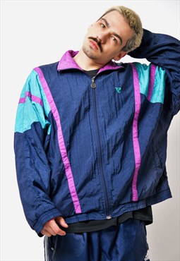 90s era jacket men's blue pink Vintage multi colour block