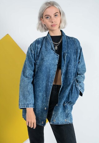VINTAGE ACID WASH DENIM JACKET IN BLUE