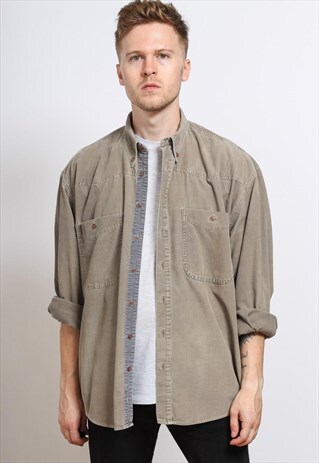 VINTAGE CORDUROY CORD SHIRT GREY