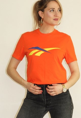 RETRO ORANGE 90'S REEBOK VECTOR SPELLOUT T-SHIRT