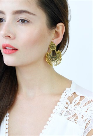 GOLD BOHO DROP DANGLE EARRINGS