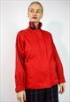 VINTAGE 90'S BURBERRY WOOL BOMBER JACKET IN RED SMALL 