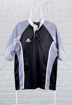 Vintage Adidas T-Shirt Sports Jersey Black Grey Medium