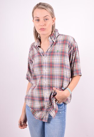 POLO RALPH LAUREN WOMENS VINTAGE SHIRT XL MULTI CHECK 90'S