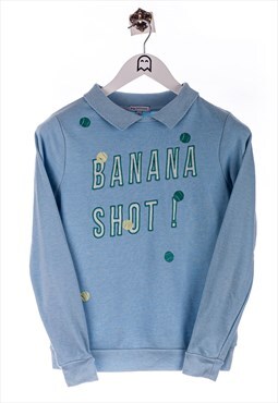 Vintage Naf Naf Paris  Banana Shot Stick Sweatshirt Blue