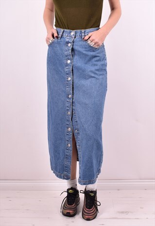 TOMMY HILFIGER WOMENS VINTAGE DENIM SKIRT W24 BLUE 90'S