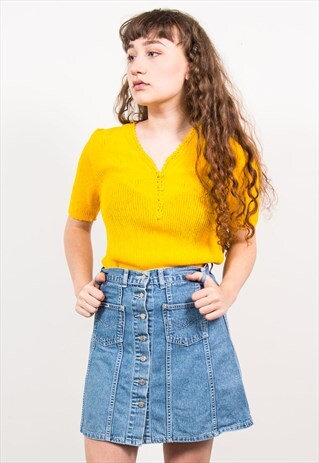 VINTAGE 90'S BLUE DENIM A-LINE MINI SKIRT