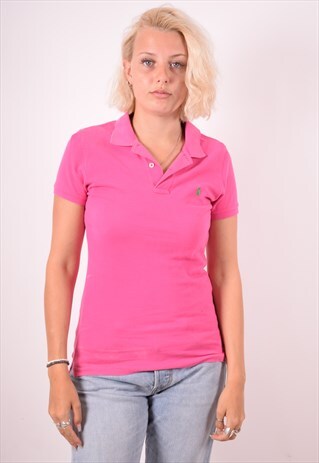 RALPH LAUREN WOMENS VINTAGE POLO SHIRT MEDIUM PINK 90S