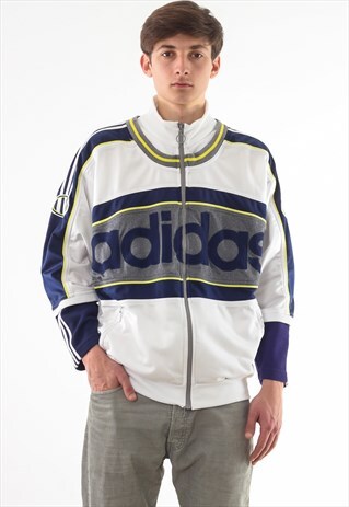 VINTAGE ADIDAS ORIGINALS TRACKSUIT 90S WHITE BLUE BIG LOGO