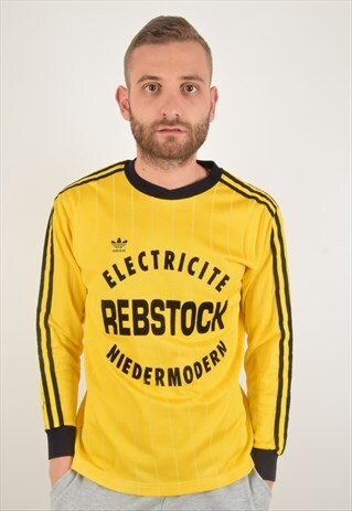 VINTAGE ADIDAS 80S FOOTBALL SHIRT SIZE M MADE IN YUGOSLAVIA