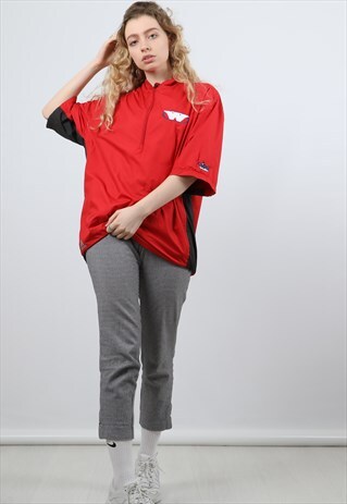 ADIDAS MEDIUM RED WINDBREAKER SHORT SLEEVE PULLOVER JACKET
