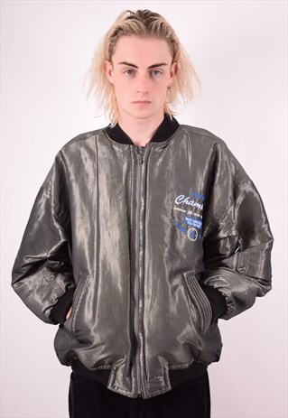 CHAMPION MENS VINTAGE BOMBER JACKET XL GREY 90S