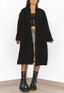 Vintage 90s Black Long Wool Coat