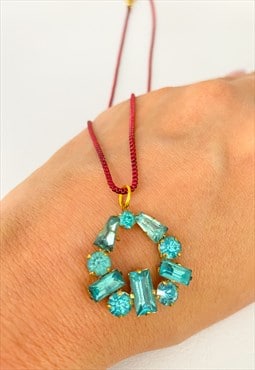 Re-Worked Vintage Red & Turquoise Gem Necklace