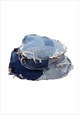 REWORKED VINTAGE DENIM BUCKET HAT IN BLUE AND ORANGE