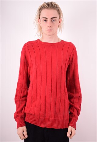 NAUTICA MENS VINTAGE JUMPER SWEATER LARGE RED 90S