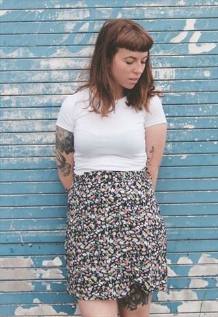 VINTAGE 90'S FLORAL PRINT WRAP MINI SKIRT