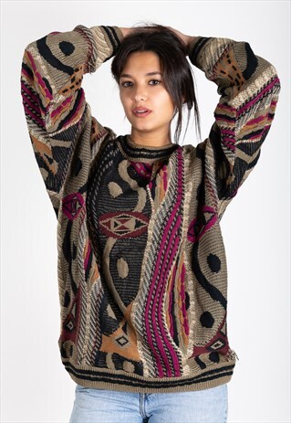 VINTAGE 80S COOGI STYLE KNITTED JUMPER / S0033