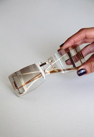 VINTAGE GOLD RIMLESS FRAME, ULTRA LIGHT GREY LENSES