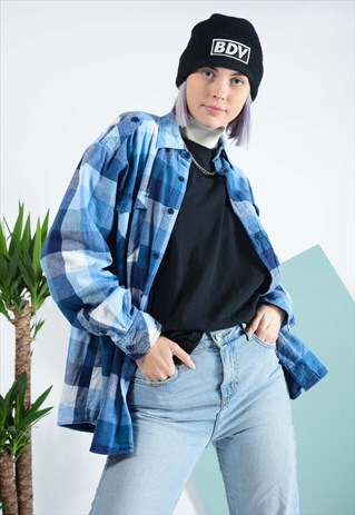 VINTAGE GRUNGE SHIRT IN BLUE CHECK