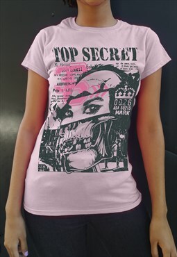 Top Secret Skull Girl Light Pink T-shirt