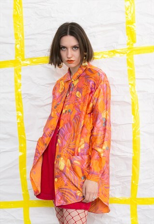 ORANGE FLORAL 70S BRIGHT SHIRT