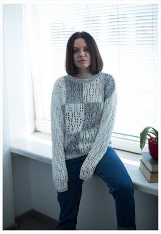 VINTAGE 80'S WHITE CROCHET JUMPER