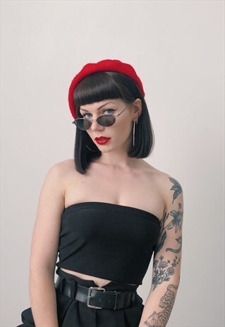 RETRO 90S VINTAGE DEADSTOCK BLACK OVAL SLIM SUNGLASSES