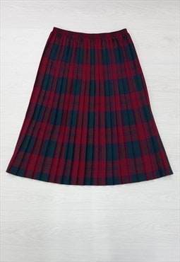 90s Vintage Liberty of London Tartan Skirt Red