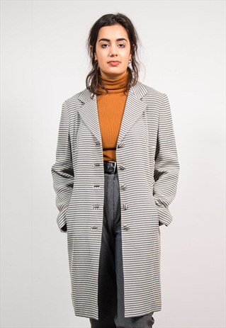 VINTAGE 90'S MONOCHROME PATTERN DUSTER JACKET COAT
