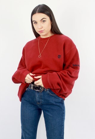 90'S RARE RETRO RED OVERSIZED EMBROIDERED SWEATSHIRT