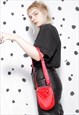 90S GRUNGE Y2K SPORTS GOTH RED QUILTED MINI CROSSBODY BAG