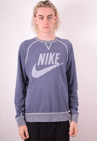 NIKE MENS VINTAGE SWEATSHIRT JUMPER MEDIUM BLUE 90S