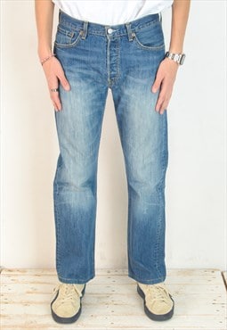 501 Vintage Men's W33 L32 Regular Straight Jeans Denim Pants