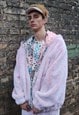 Pastel fleece bomber reversible handmade bandana jacket pink