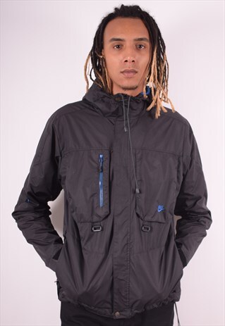 NIKE MENS VINTAGE RAIN JACKET MEDIUM BLACK 90S