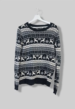 Vintage Jumper Christmas Dears in Black M