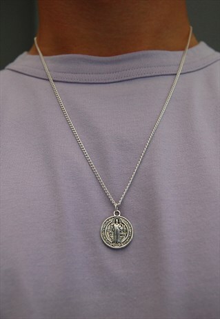 24" SILVER SAINT BENEDICT NECKLACE