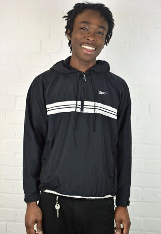 VINTAGE 90'S REEBOK 1/4 ZIP HOODED PULLOVER JACKET