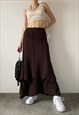  Vintage Y2K 00s knitted maxi skirt in brown 