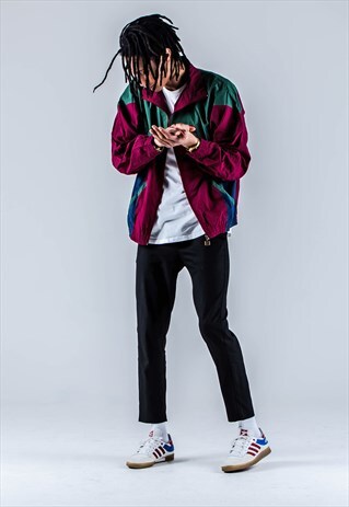 VINTAGE 90S GAZELLE TRACK TOP IN BURGUNDY AND GREEN