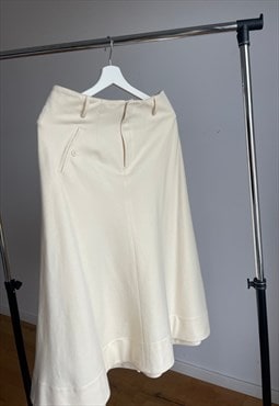Ivory Midi Cashmere Wool Blend Ralph Skirt