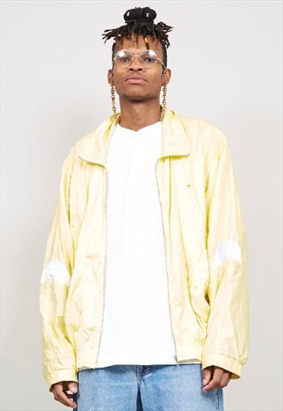 VINTAGE 80'S ELLESSE YELLOW SHELL SPORTS JACKET