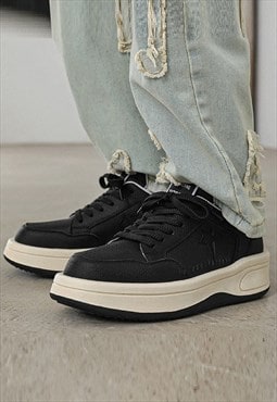 Chunky sole sneakers retro classic platform trainers black 